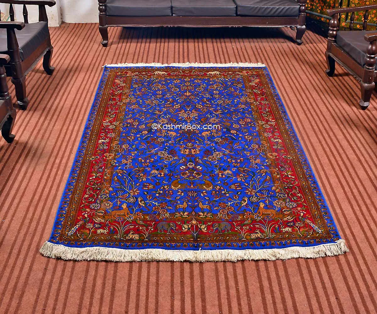 Ink Blue Tree of Life Silk Carpet