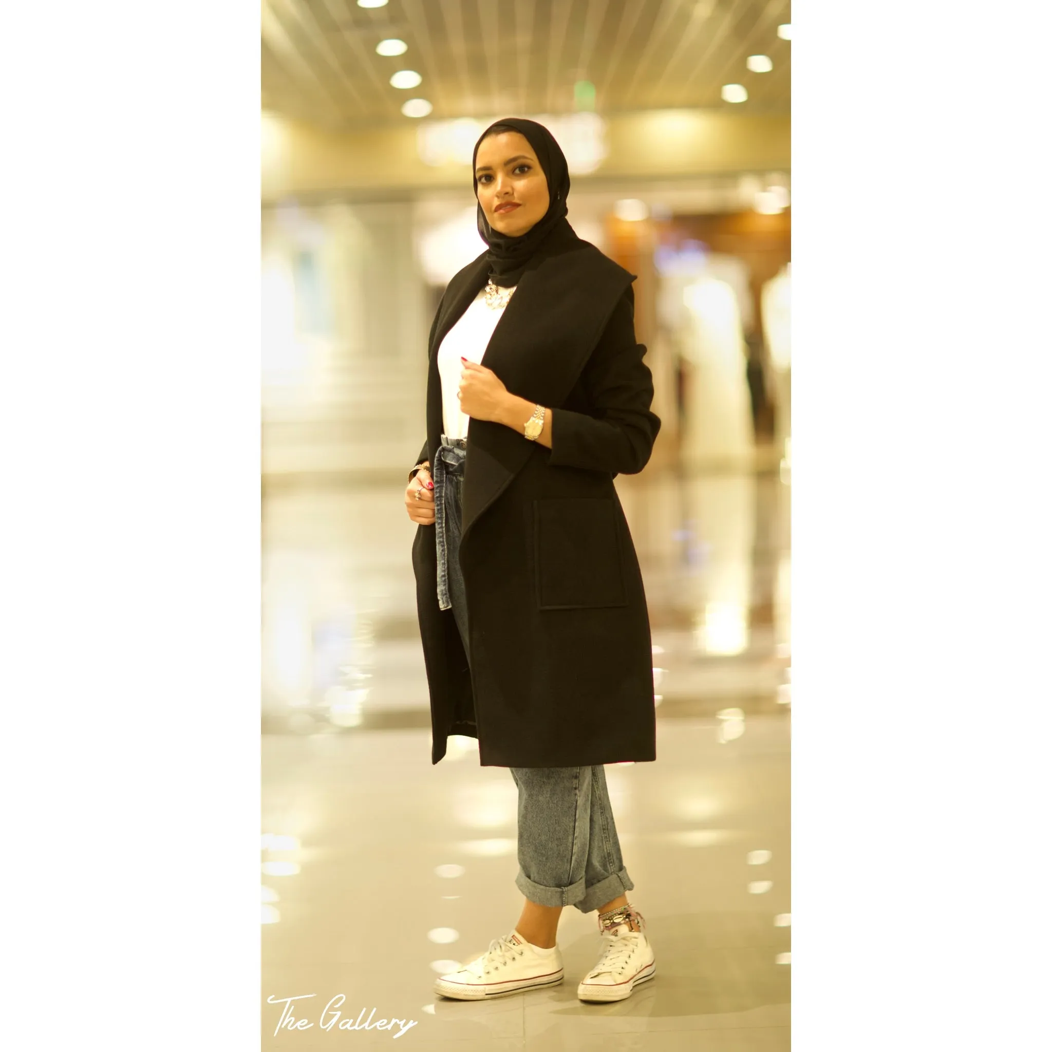 Long black wool coat