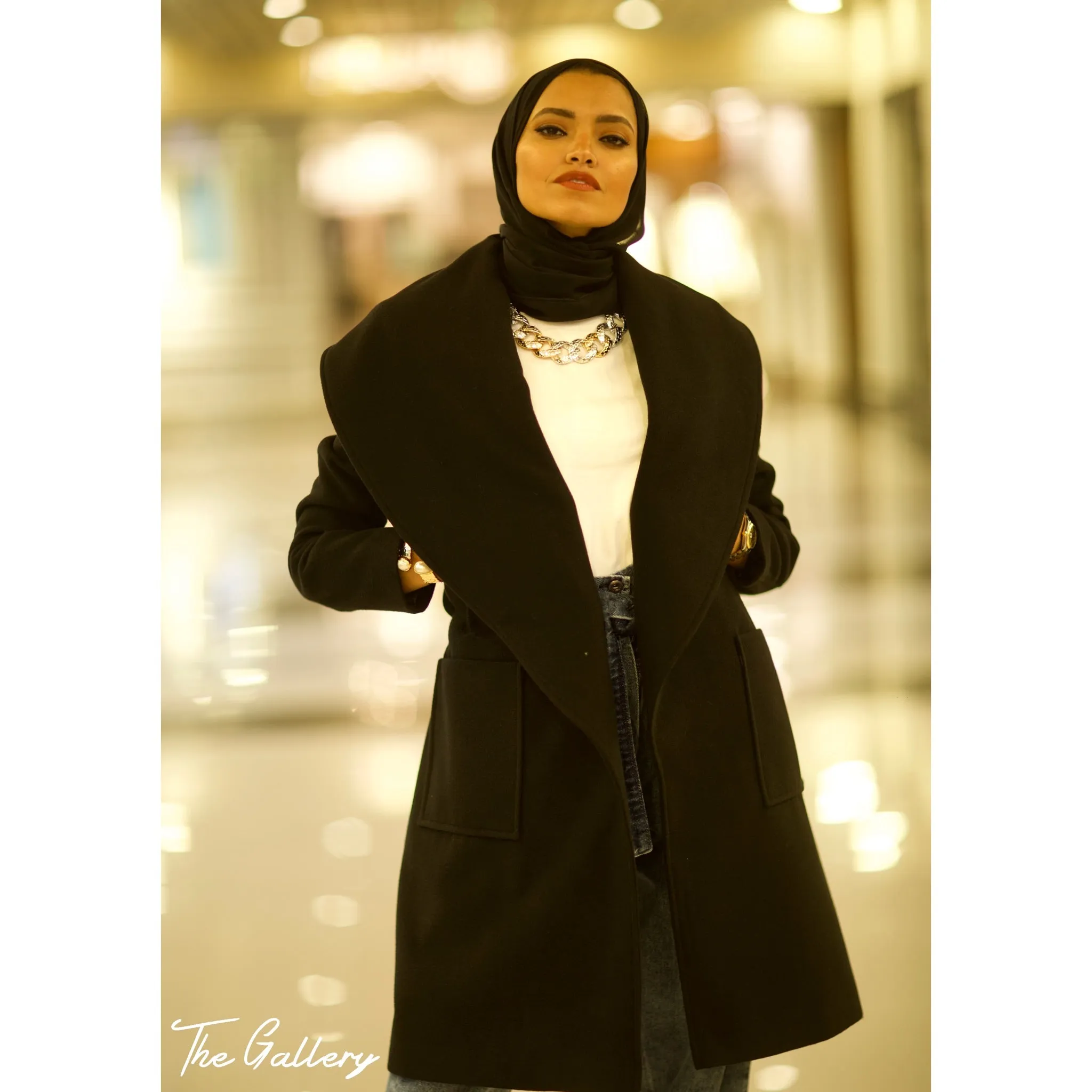 Long black wool coat