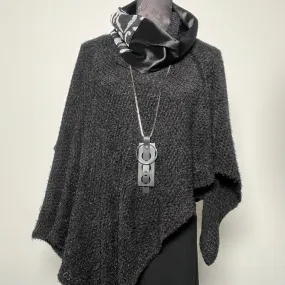 Luxe Collar - Loop Scarf - Black Velvet - Black & White Trim