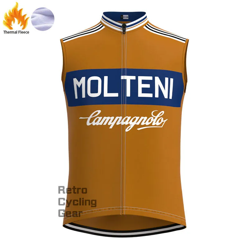 Molteni Brown-Blue Fleece Retro Cycling Vest